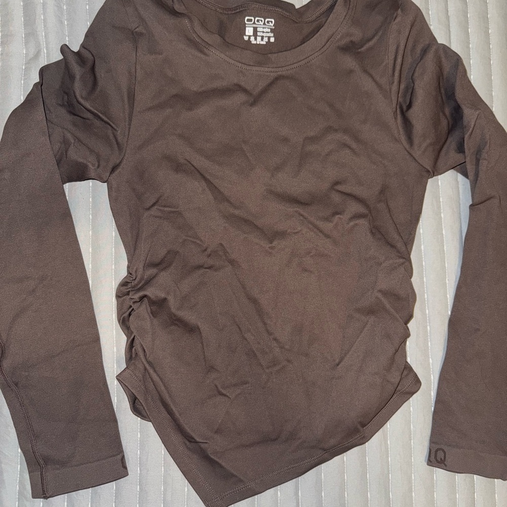 OQQ Brown Long Sleeve Shirt